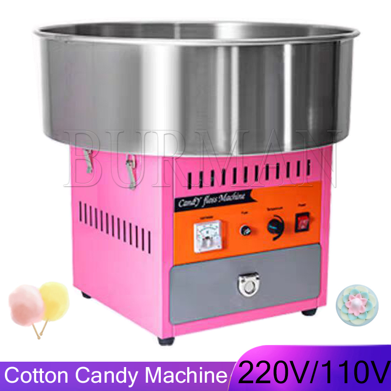 Candy Floss Machine Commercial - เครื่องทำสายไหมไฟฟ้าแบบมืออาชีพ พร้อมโถสแตนเลส ที่ตักน้ำตาล และลิ้นชัก สำหรับงานวันเกิด 110v