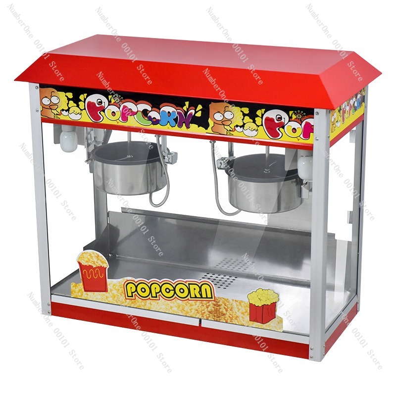 Commercial Popcorn Machine - เครื่องทำป๊อปคอร์นเชิงพาณิชย์แบบสองหม้อ เครื่องทำป๊อปคอร์นไฟฟ้าแบบตั้งโต๊ะ สำหรับร้านค้าและแผงลอย