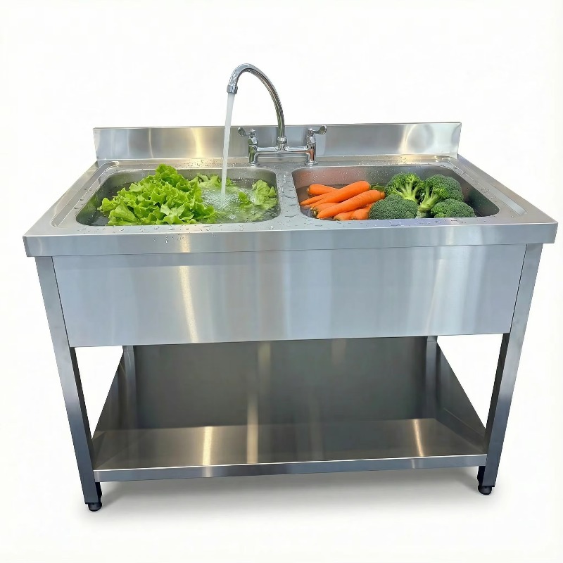 Commercial Kitchen Zones - โต๊ะอ่างล้างจานสแตนเลสสามโซนสำหรับบาร์ ร้านอาหาร ครัว โรงแรม และธุรกิจครอบครัว
