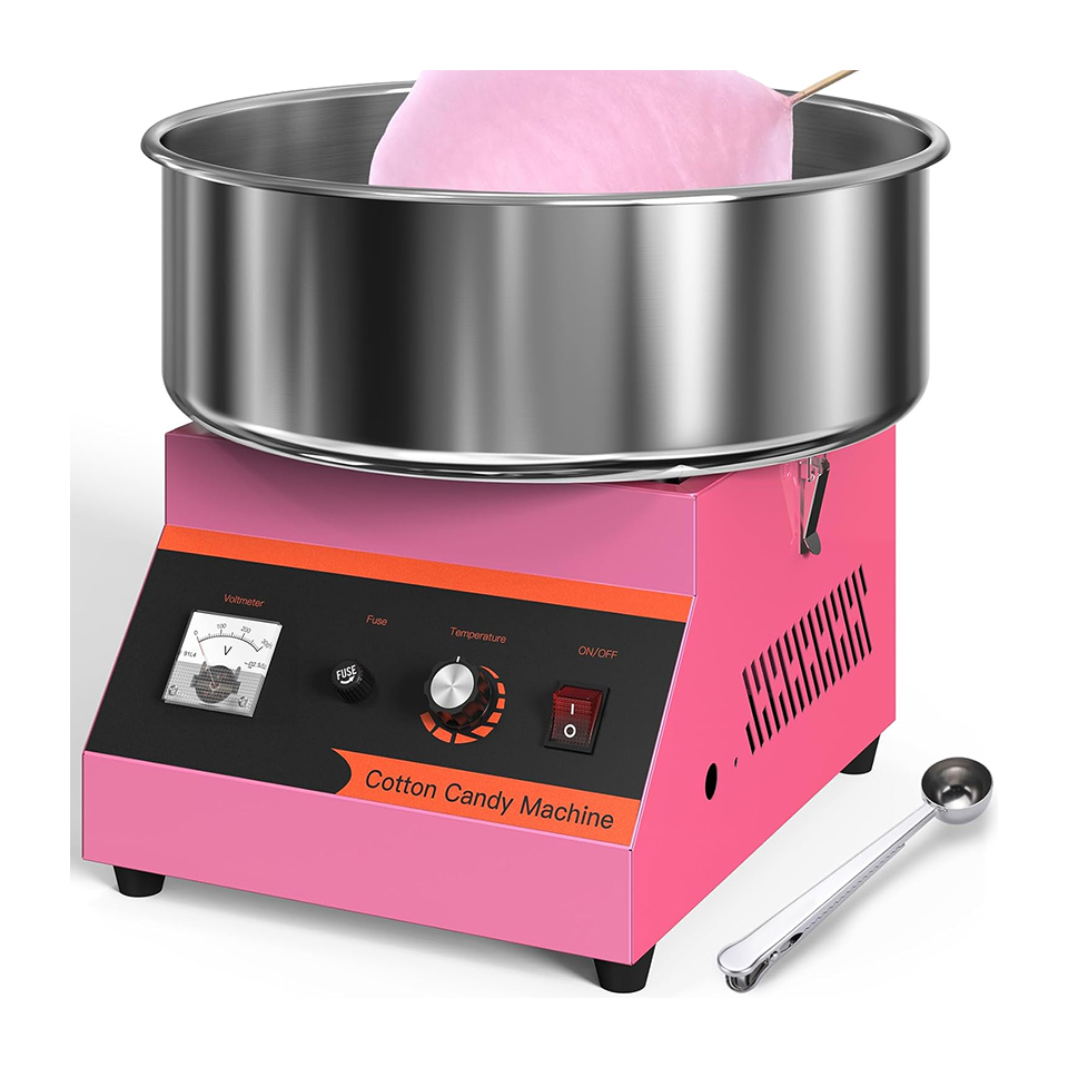 Candy Floss Machine Commercial - เครื่องทำสายไหมไฟฟ้า MHT2 1000W รุ่นเชิงพาณิชย์ สไตล์เรโทร พร้อมที่ตักน้ำตาลและโถสแตนเลส