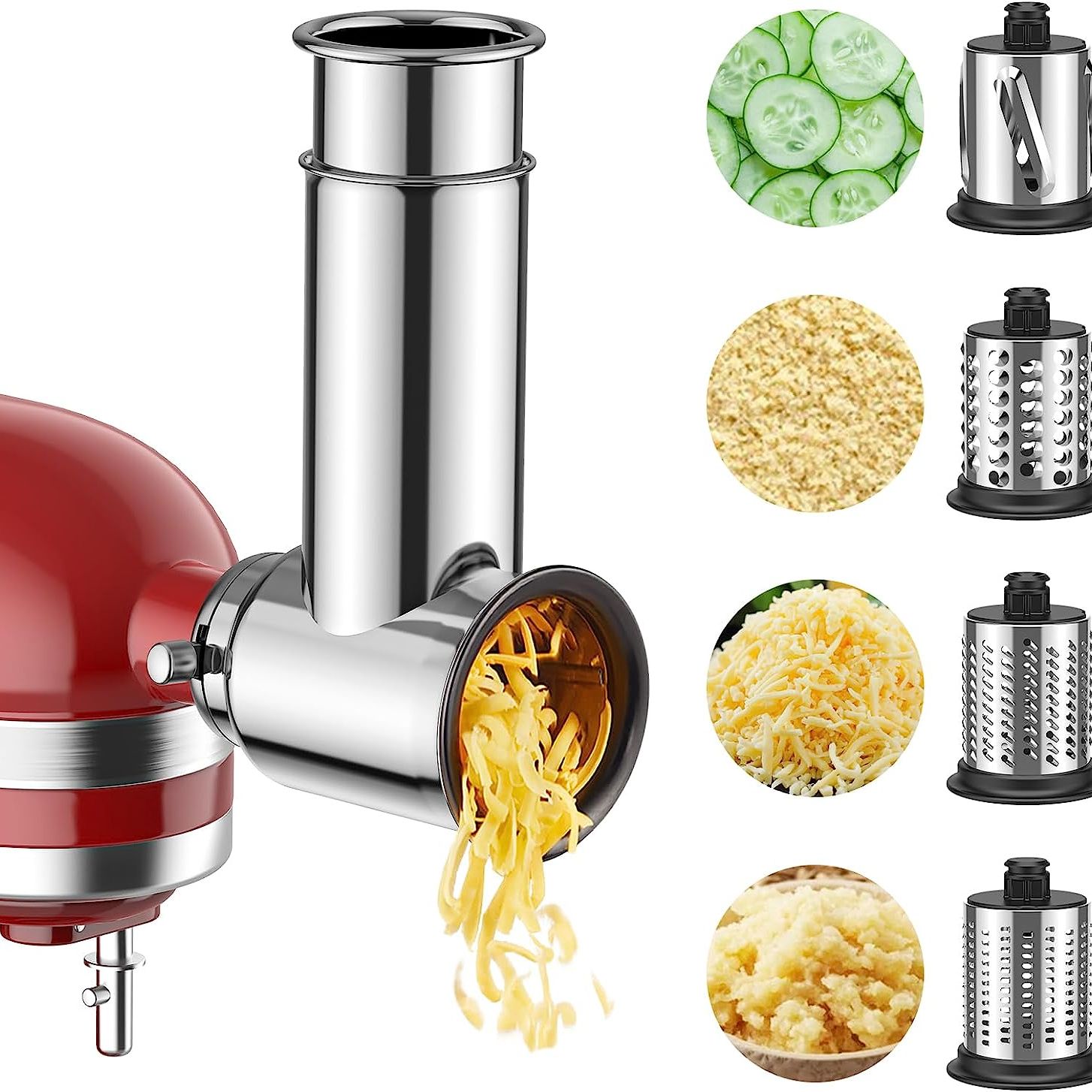 Commercial Kitchen Aid Mixer - อุปกรณ์เสริมเครื่องสไลด์/หั่นแบบใหม่ปี 2024 สำหรับเครื่องผสมอาหาร KitchenAid ใช้เป็นอุปกรณ์สับผัก-เครื่องทำสลัด เครื่องบดเนื้อในครัว