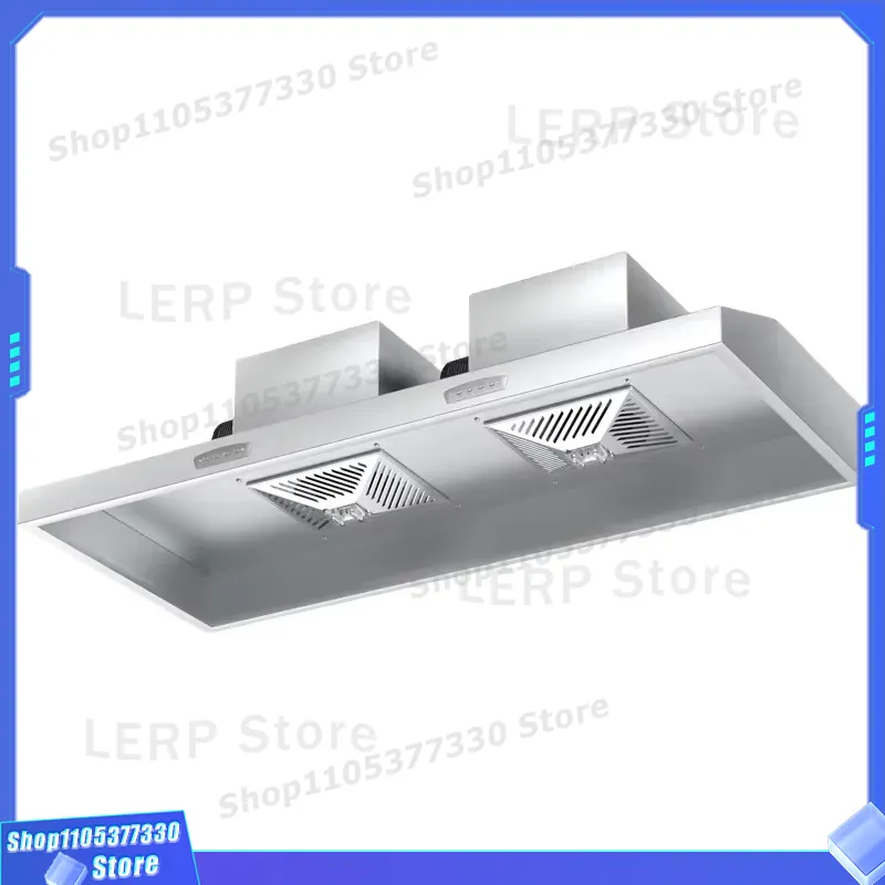 Commercial Kitchen Vent Cleaning - เครื่องดูดควันแบบไร้ท่อ 1800CFM สแตนเลส 304 พร้อมพัดลมคู่ ระบบทำความสะอาดตัวเอง