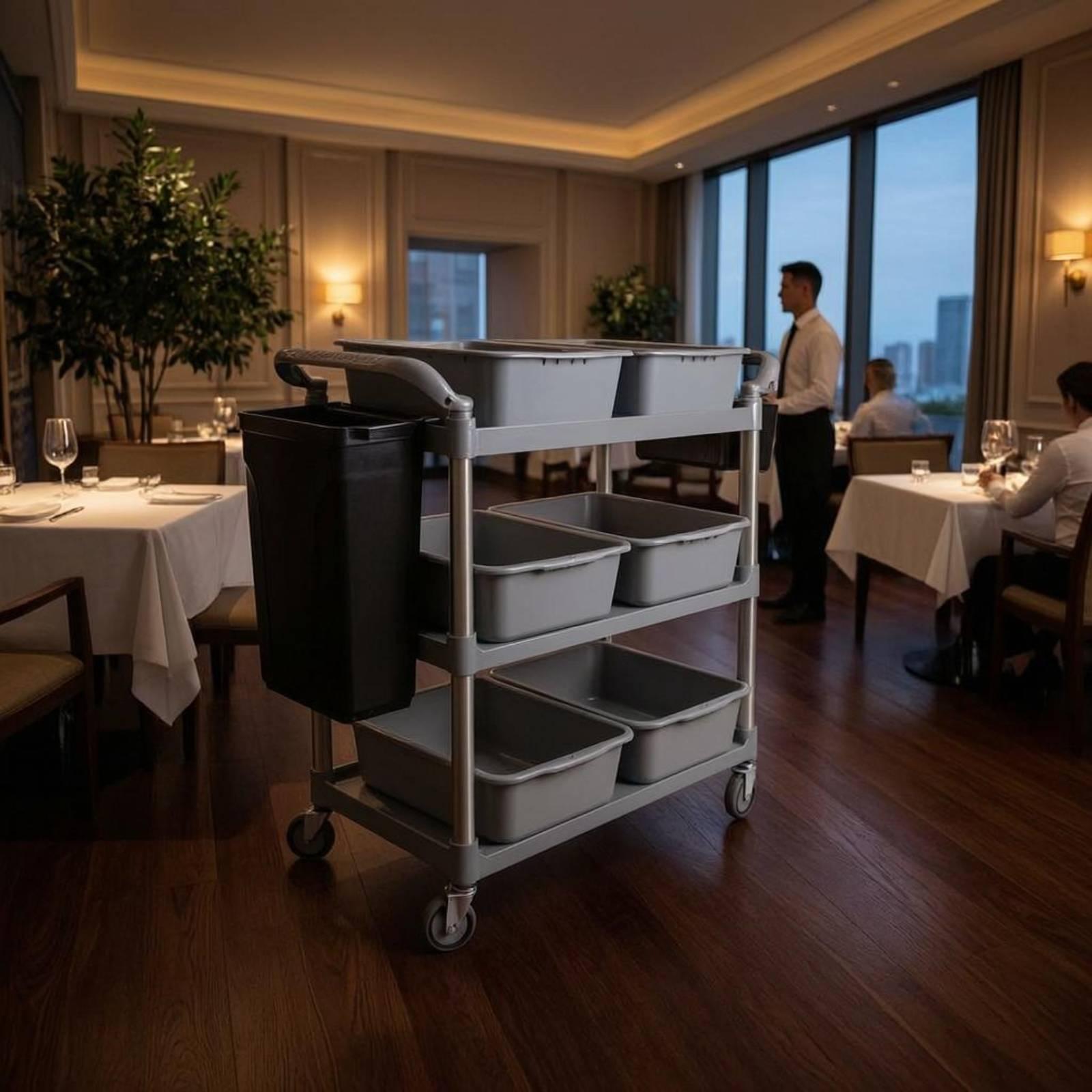 Commercial Kitchen Cleaning Services - รถเข็นบริการเชิงพาณิชย์แบบหลายชั้น รถเข็นจัดระเบียบครัว รถเข็นเคลื่อนที่สำหรับการจัดส่งอาหารและการทำความสะอาดร้านอาหาร
