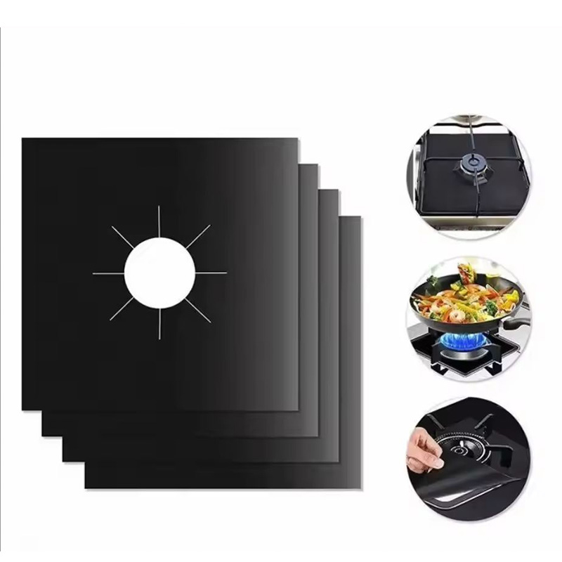 Commercial Kitchen Vent Hood - แผ่นรองกันเปื้อนเตาแก๊ส 2/4/8 ชิ้น แผ่นทำความสะอาดสำหรับอุปกรณ์ครัว ใช้ซ้ำได้ ป้องกันฝาหม้อต้ม