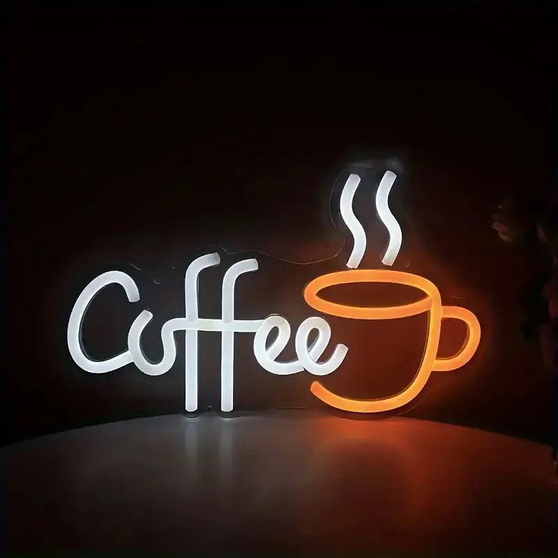 Commercial Kitchen Walls - ไฟนีออน LED ติดผนังดีไซน์แก้วกาแฟปากการูปหัวใจป้ายไฟ USB ตกแต่งร้านกาแฟร้านอาหารบ้านห้องครัวธุรกิจ
