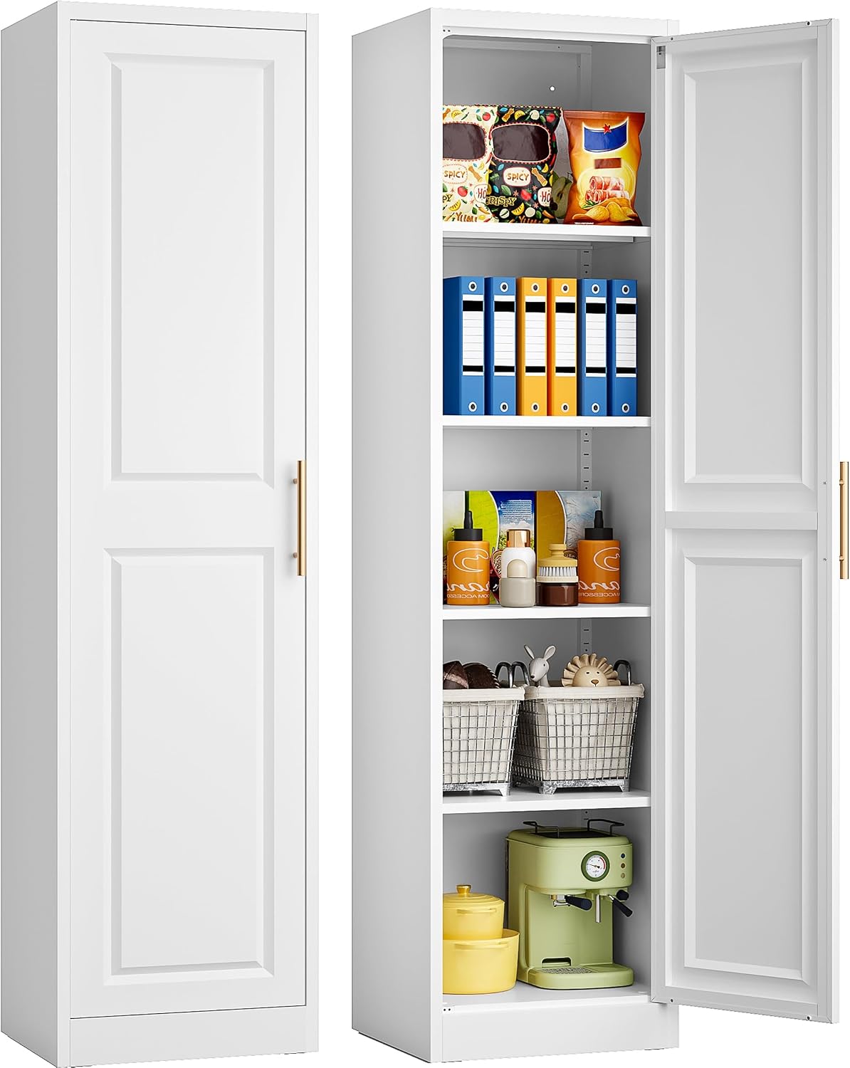 Commercial Kitchen Shed - ตู้เก็บของทรงสูงแคบ ประตูเดียว 5 ชั้นวาง ตู้ครัวทรงเพรียวบาง ตู้เก็บของในห้องน้ำ