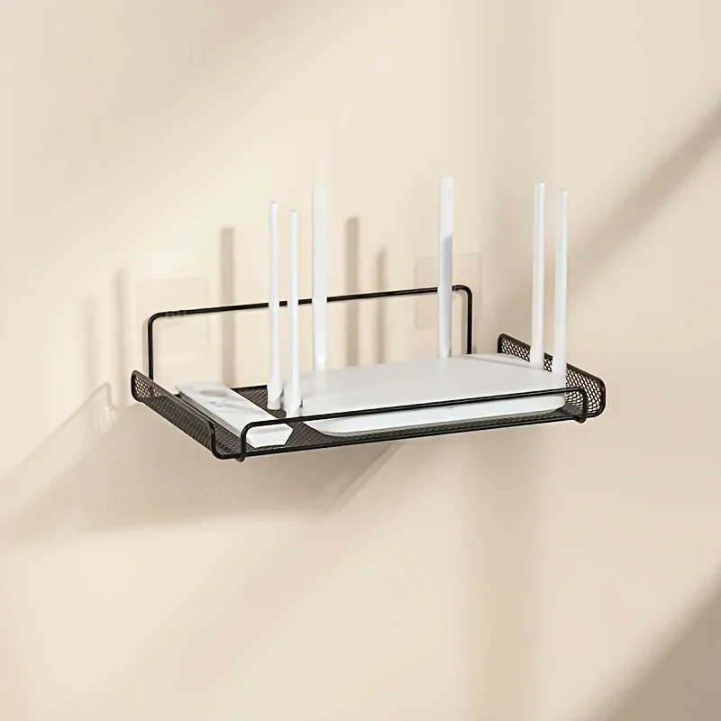 Commercial Kitchen Shed - ชั้นวางเราเตอร์สแตนเลสแบบไม่ต้องเจาะ ติดผนังสำหรับจัดเก็บเราเตอร์ WiFi อุปกรณ์ตกแต่งบ้าน ห้องน้ำ ห้องครัว