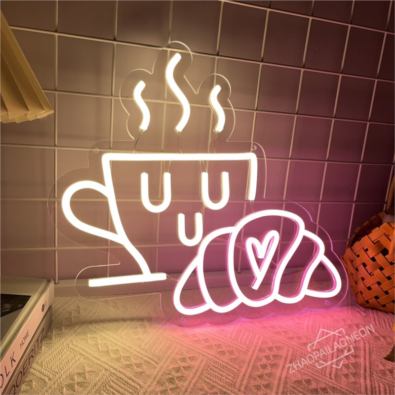 กาแฟขนมปังป้ายนีออน Croissant  - Commercial Kitchen Walls บทวิจารณ์และราคา