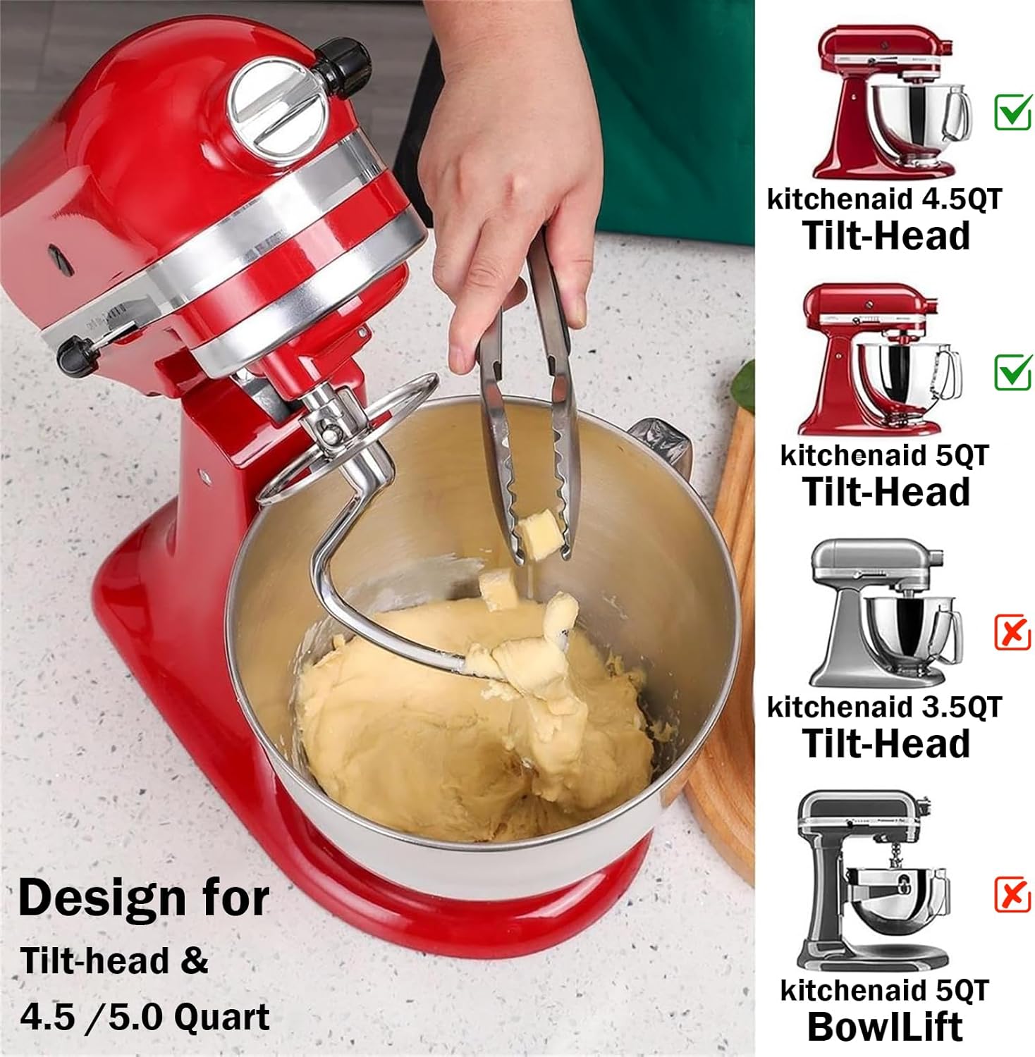 ตะขอเกี่ยวแป้งสแตนเลสพร้อมสปริ - Commercial Kitchen Aid Mixer บทวิจารณ์และราคา