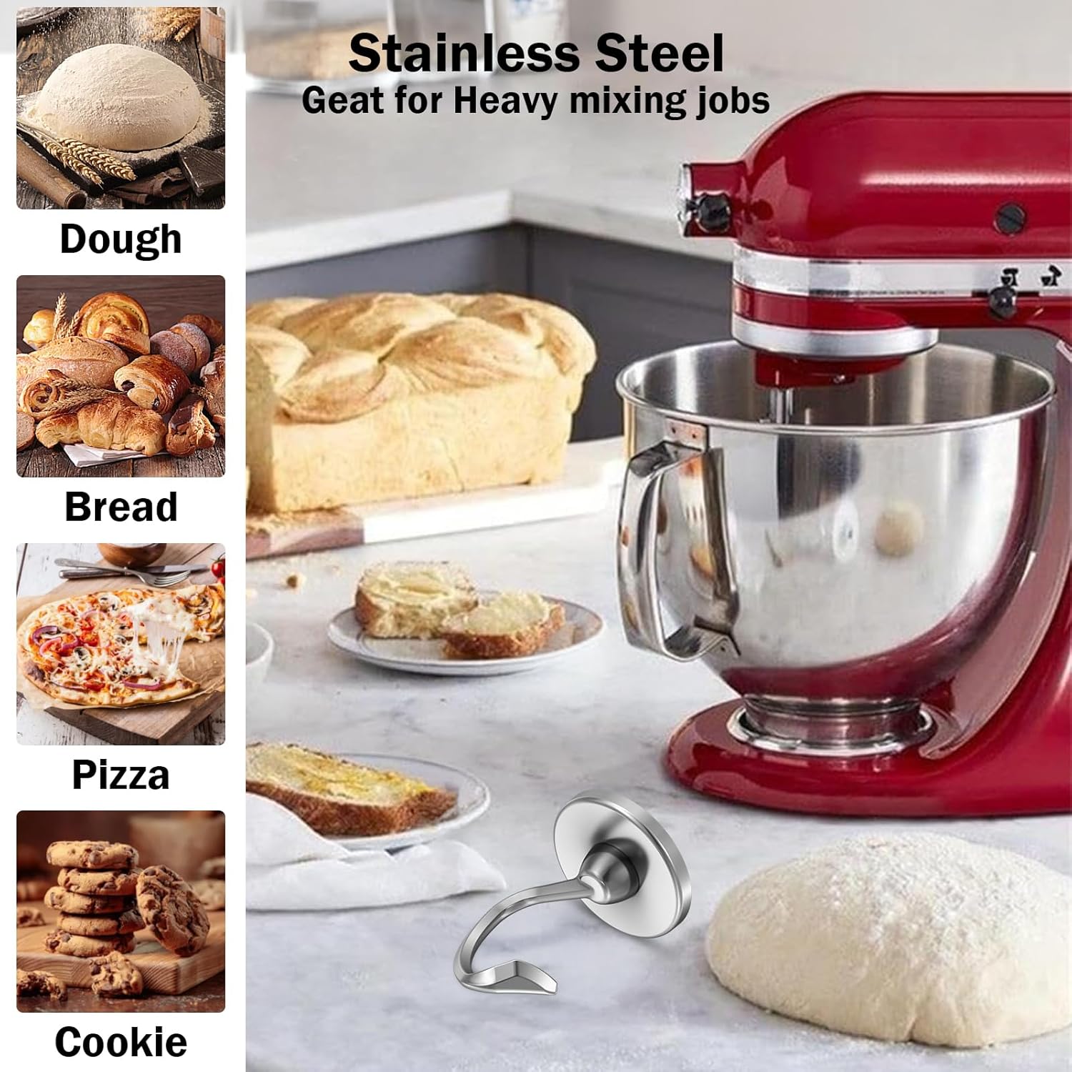 ตะขอเกี่ยวแป้งสแตนเลสพร้อมสปริ - Commercial Kitchen Aid Mixer บทวิจารณ์และราคา