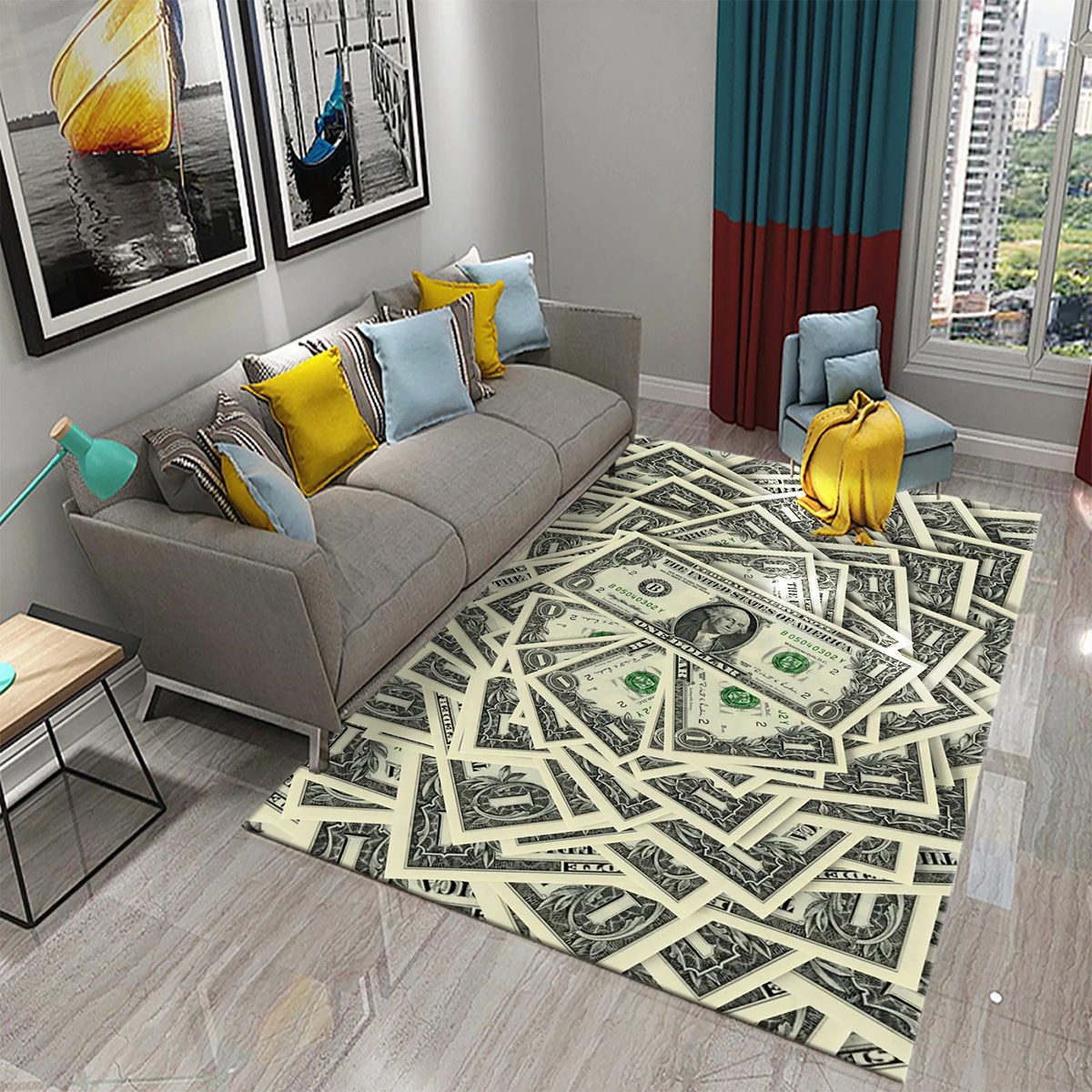 Dollar เงินรูปแบบพรมห้องโถง En - Commercial Kitchen Non Slip Flooring บทวิจารณ์และราคา